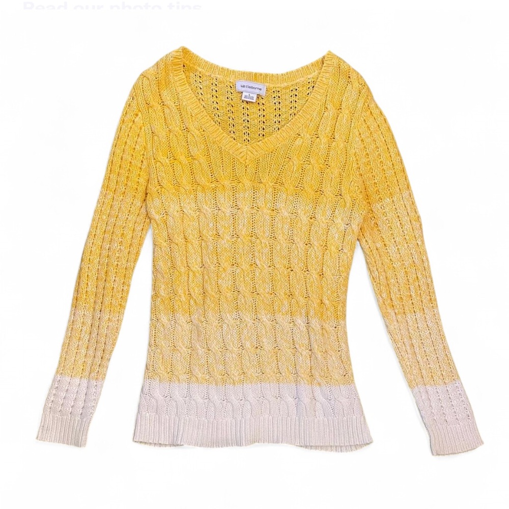 🍋 Liz Claiborne NWOT ombre colorblock lemon yellow v-neck sweater